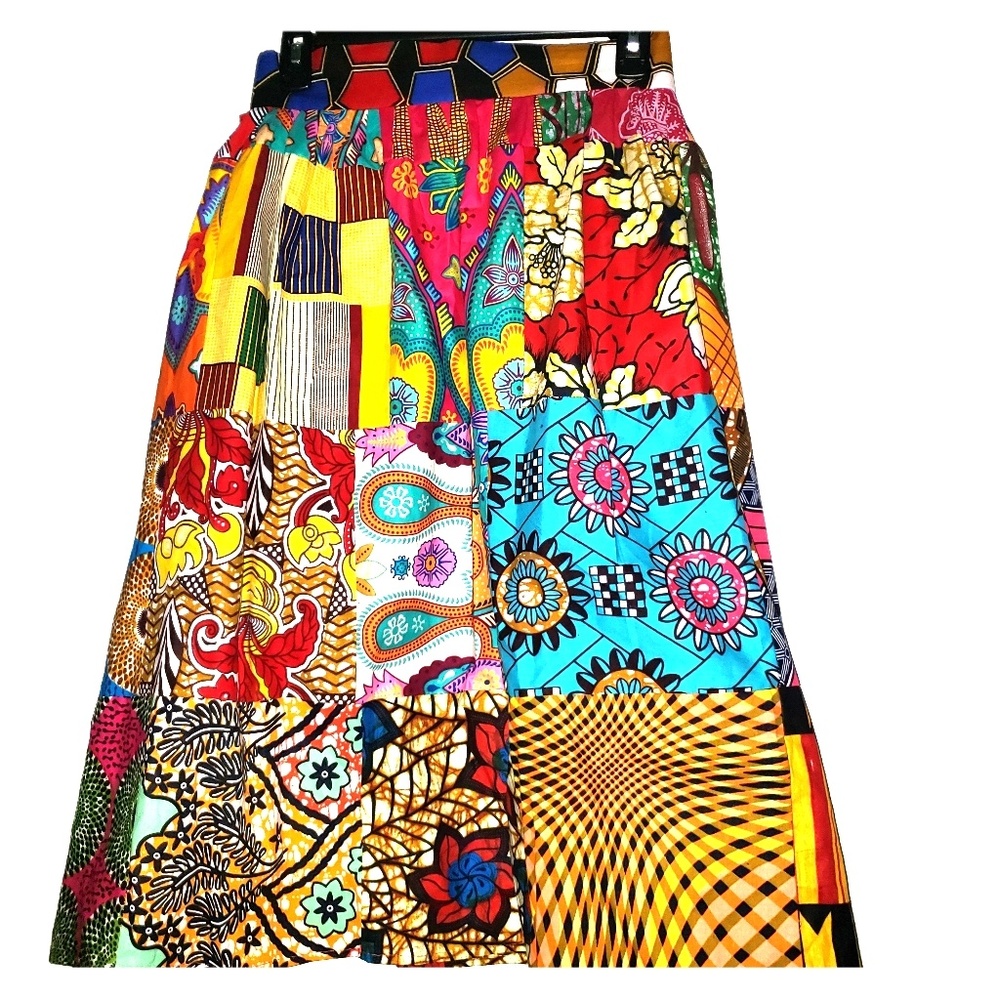 Grassfields Patchwork Midi Skirt